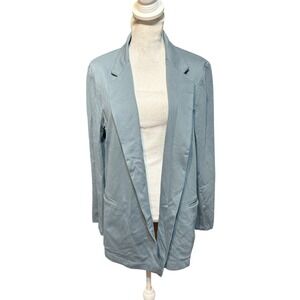 $298 RIPLEY RADER Blue Stretch Ponte Knit Oversized Blazer Size 3 Medium Chic